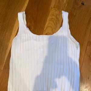 White Ribbed Women's Cropped Top